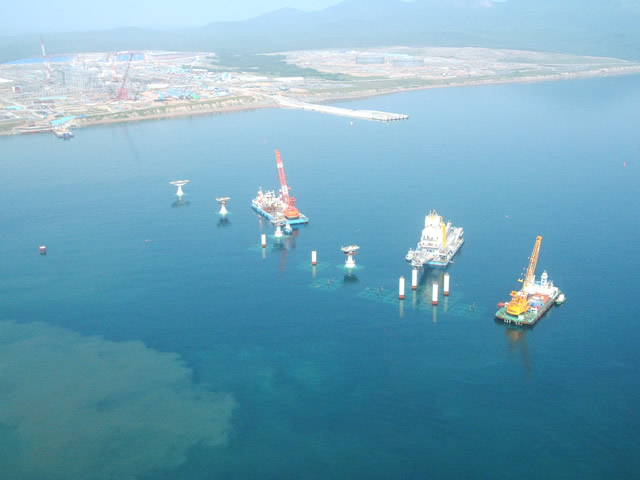 Sakhalin II Prigorodnoye Pier Construction Work